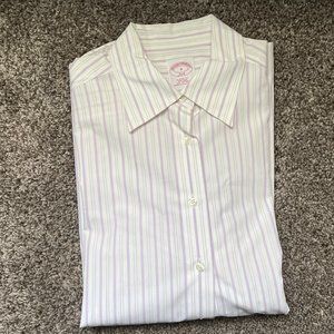 Brooks Brothers Button Up Womens Shirt White Purple Size 8